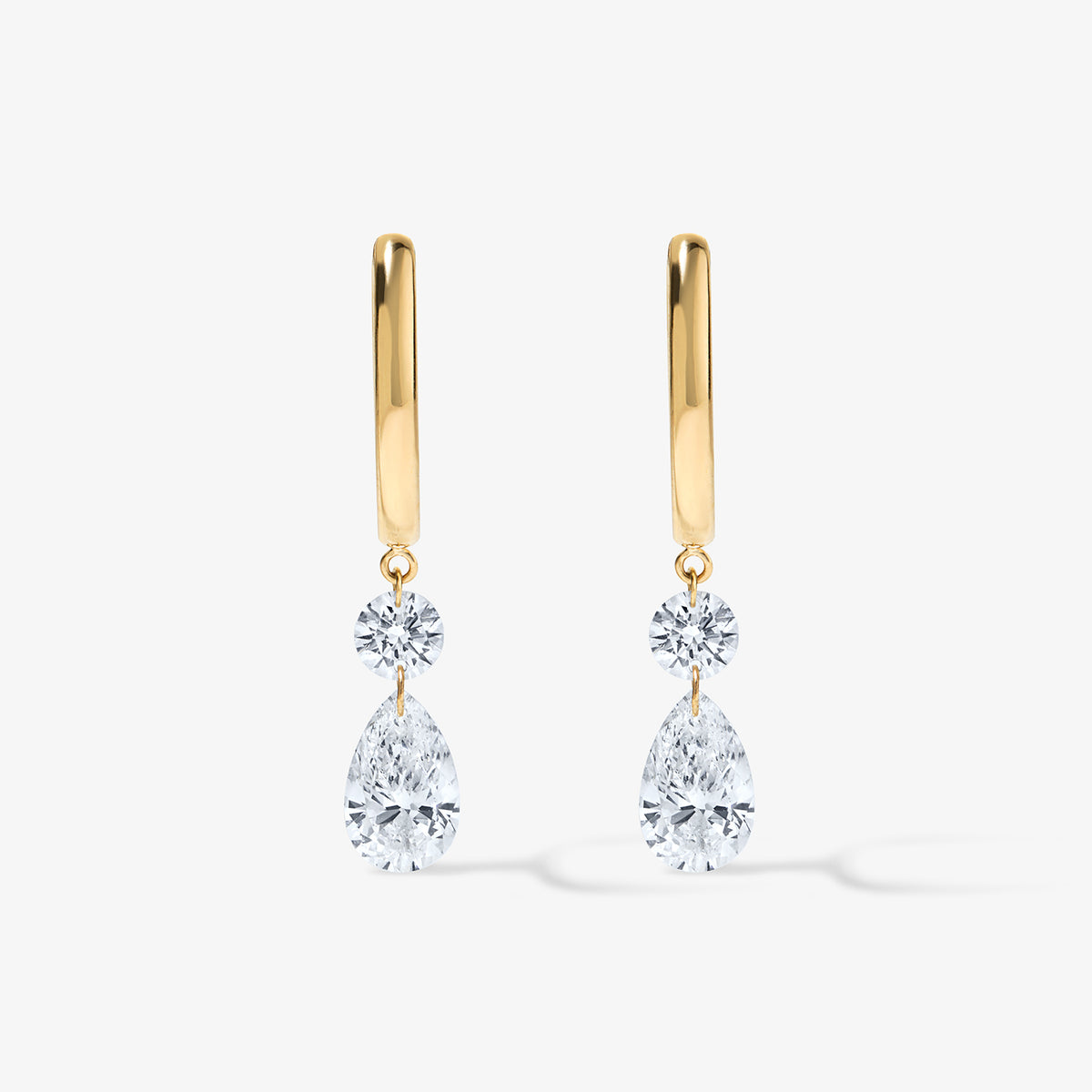 Lola Lab Grown Drilled Diamond 2 Stone Pear Huggies
