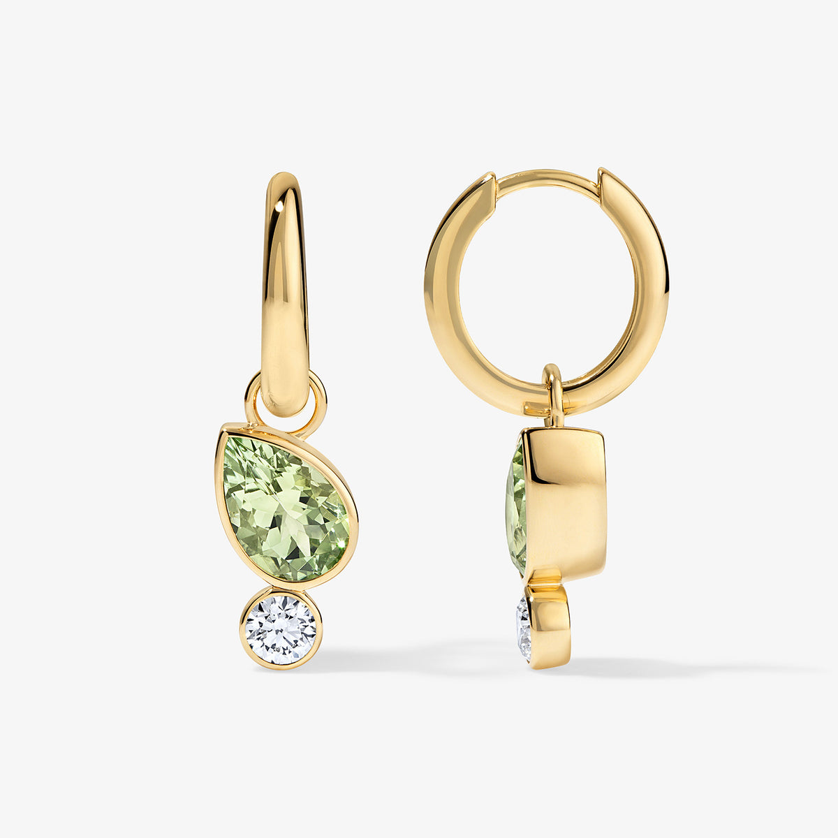 Coco Candy Green Tourmaline Pear Huggies