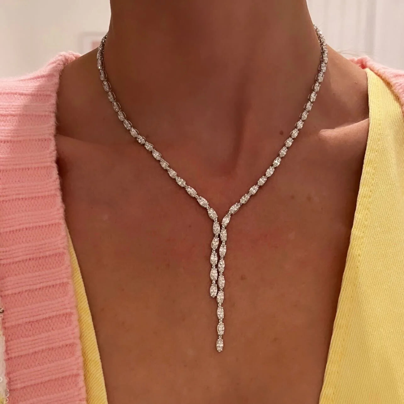 Signature Marquise Diamond Lariat Necklace