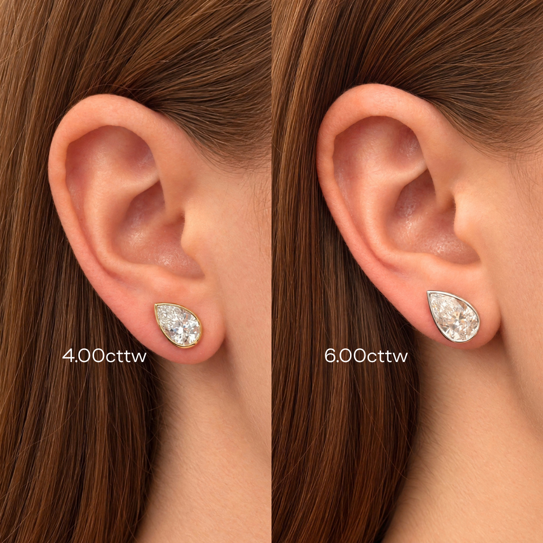 Lab Grown Diamond Pear Bezel Studs