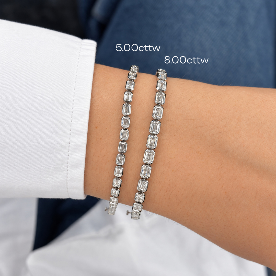 Lab Grown Diamond Emerald Bezel Tennis Bracelet