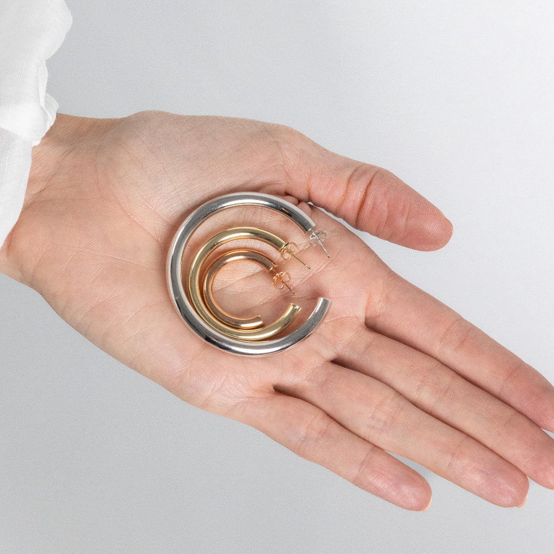 25mm Tube Hoop Earrings in Yellow Gold