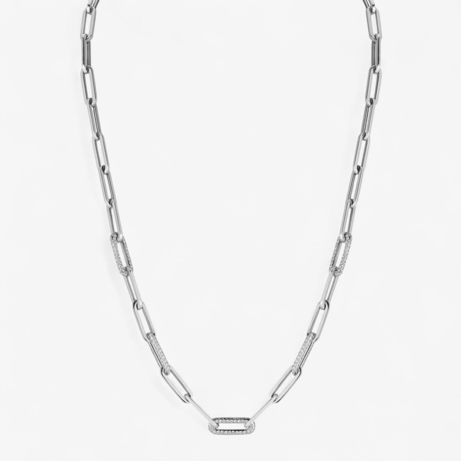 Cleo Paperclip Necklace with Diamond Links