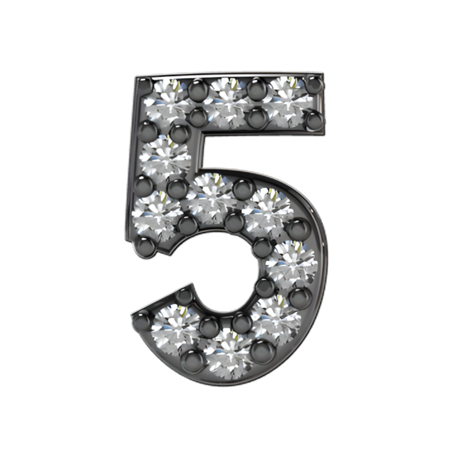 Slider Pave Number 5 Charm 18K Black Rhodium with White Diamond