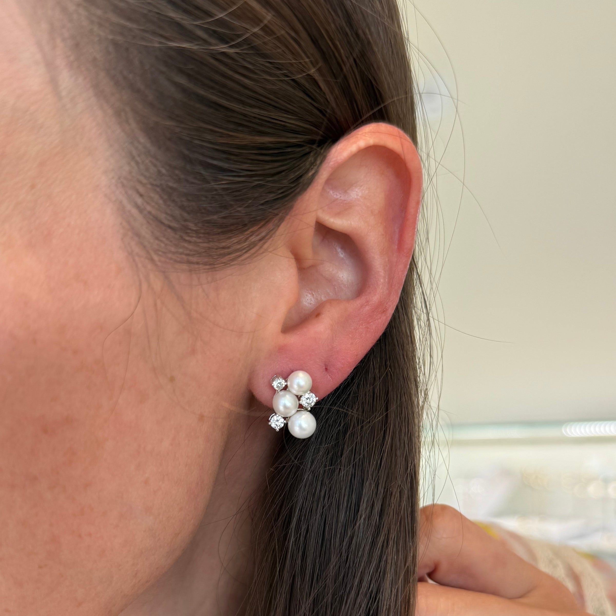 Vault Sale: Pearl and Diamond Cluster Earrings