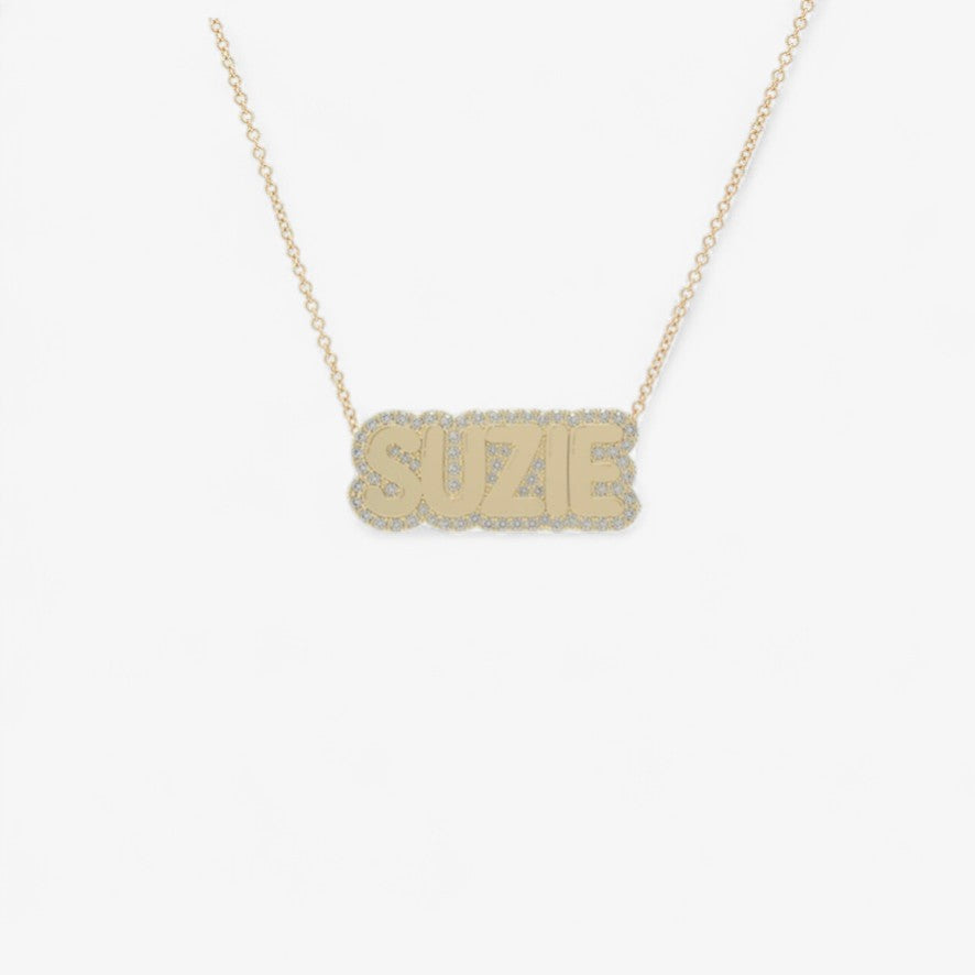 Large Bubble with Pave Outline Necklace