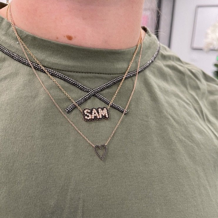 Small Token Black Diamond Heart Shaped Necklace