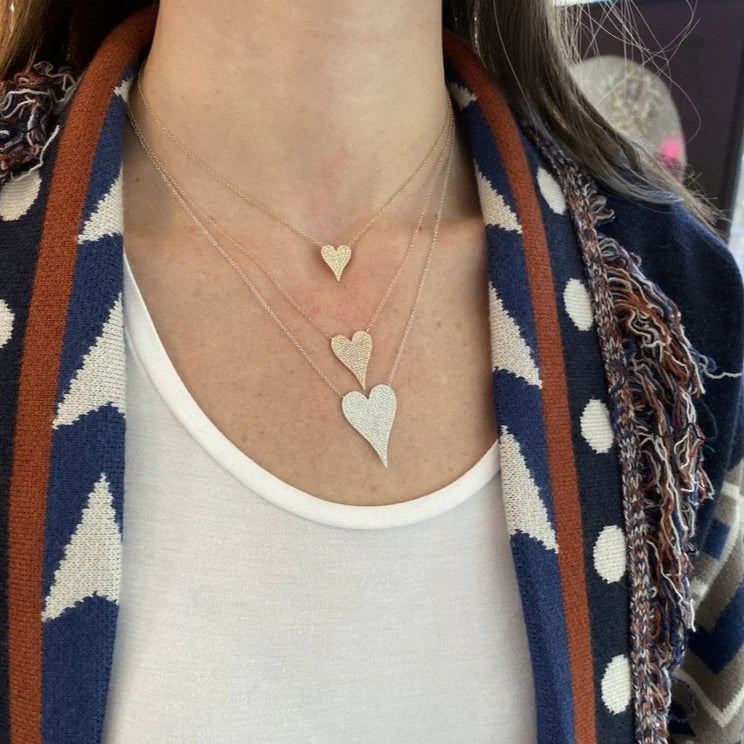 Medium Token Pave Heart Necklace