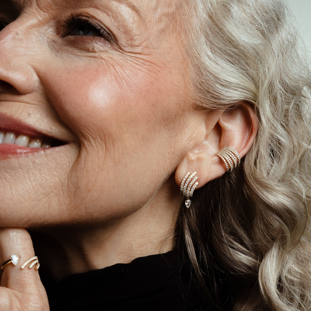 Astrid Pave Flare Drop Earrings