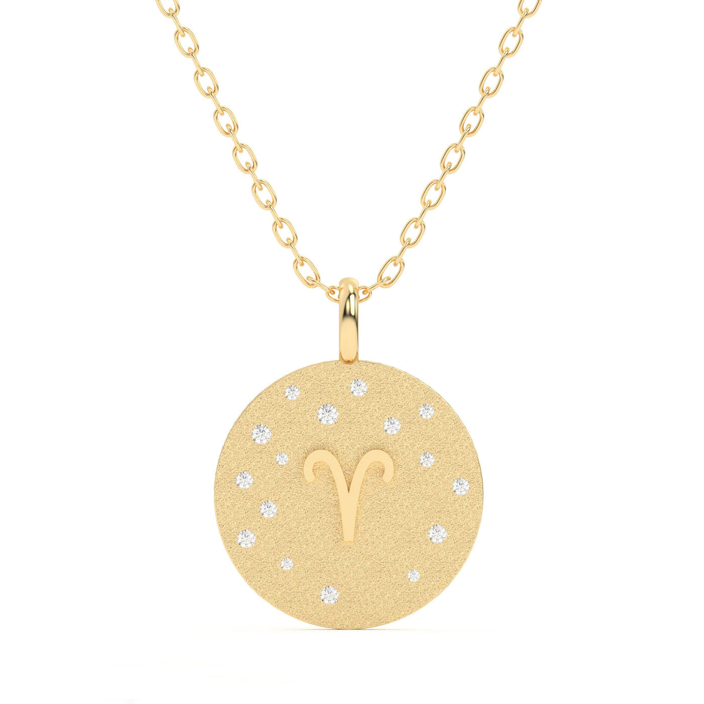Gold and Diamond Aries in the Stars Pendant
