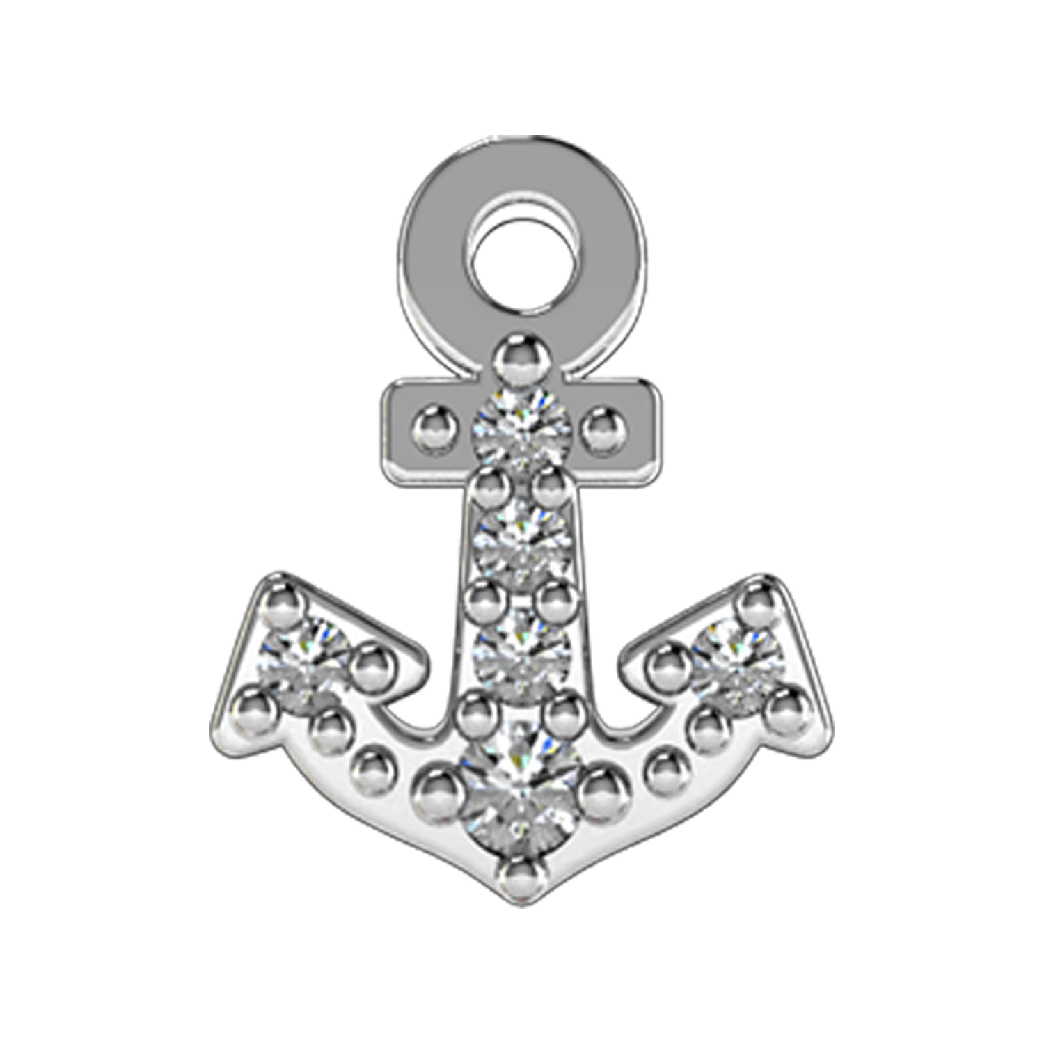 Anchor Slider Charm 18K White Gold