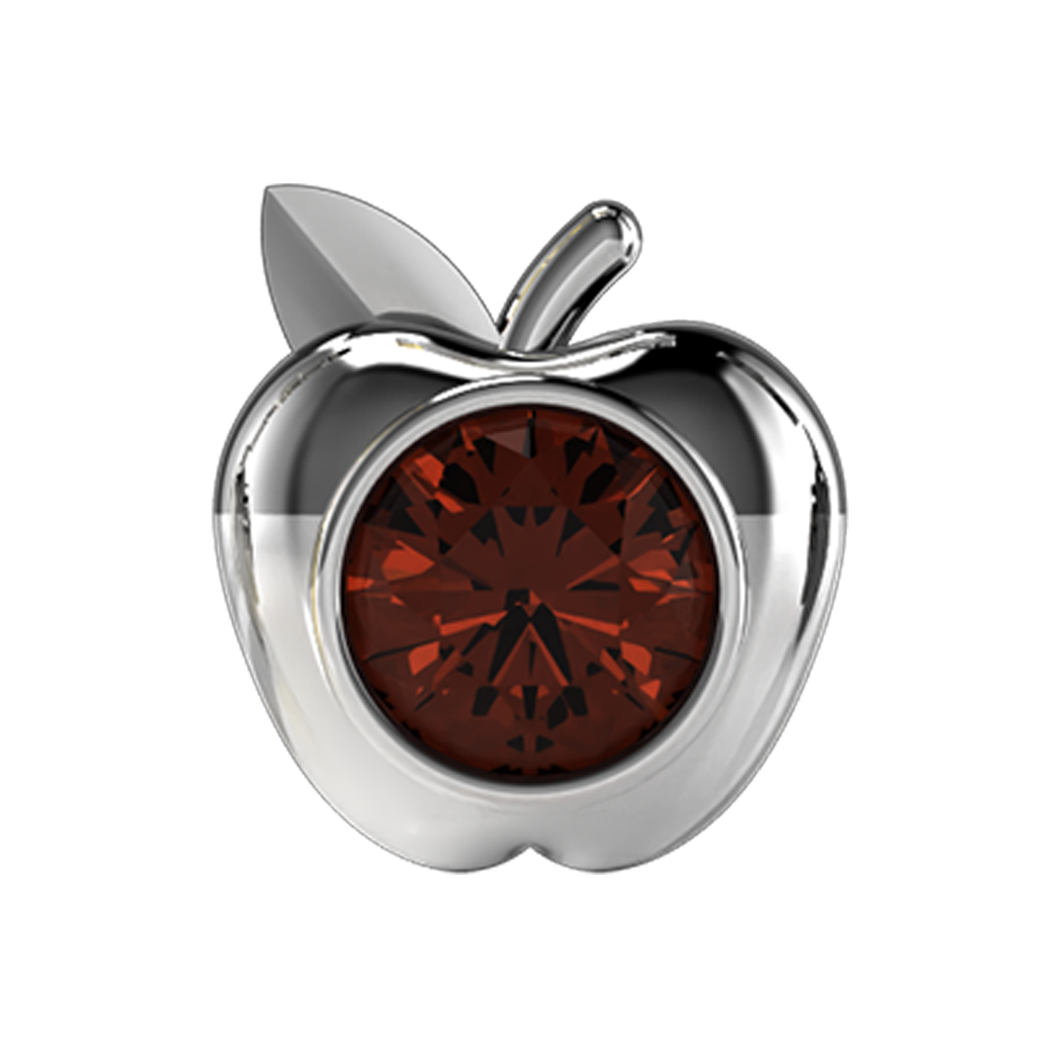 Apple Bezel Slider Charm 18K White Gold
