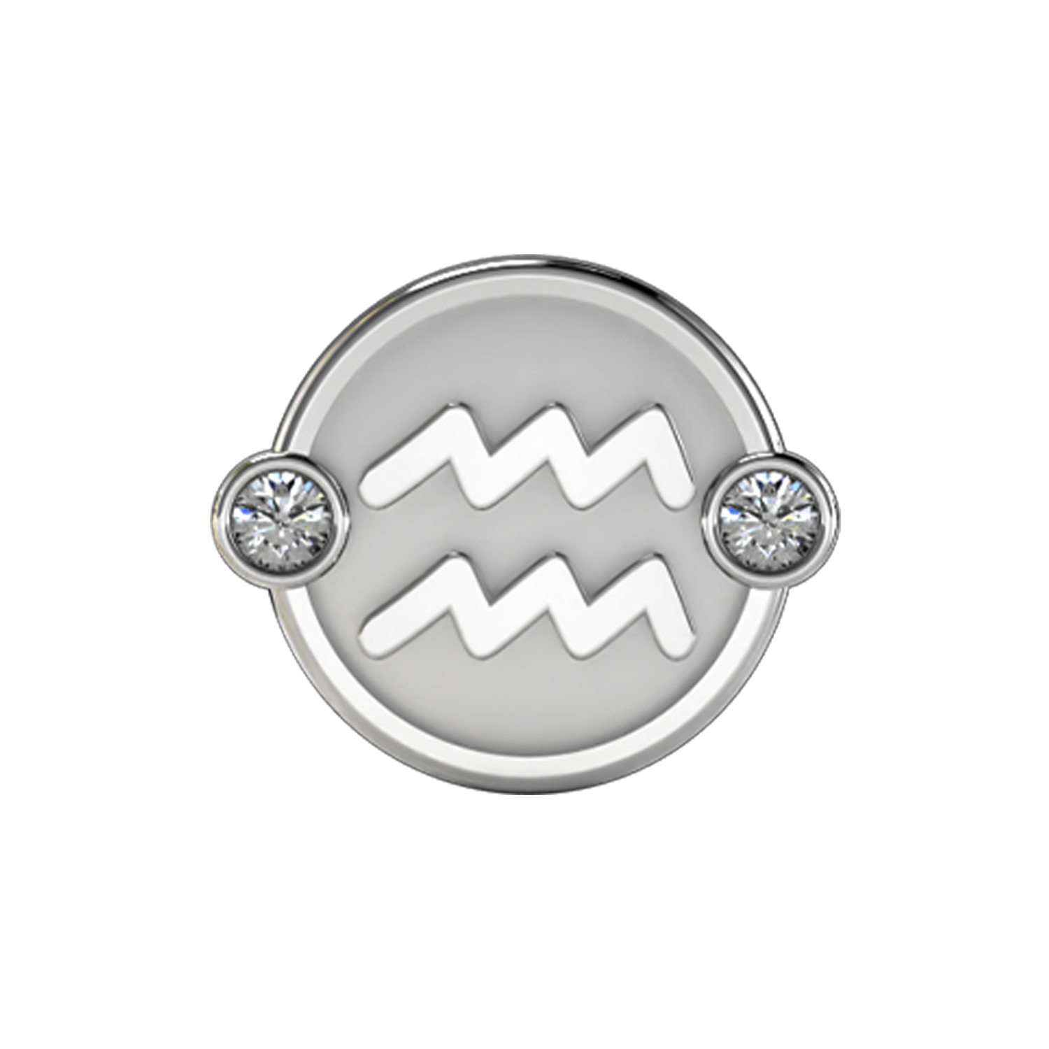 Aquarius Slider Charm 18K White Gold