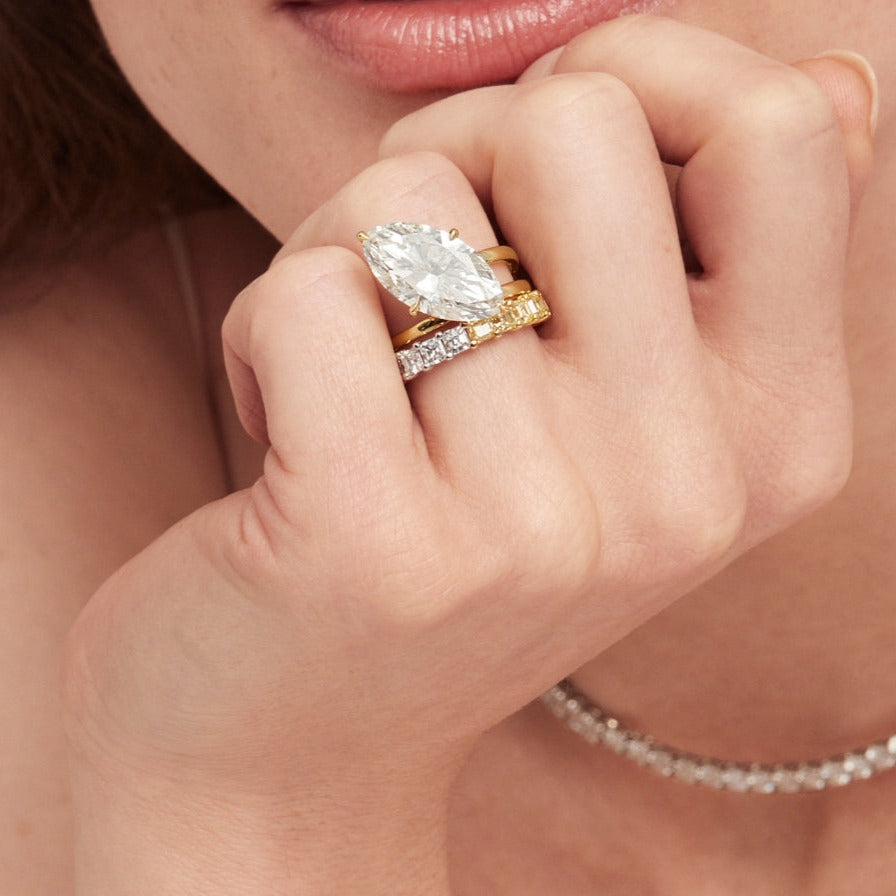 Two Tone Asscher Cut Eternity Band