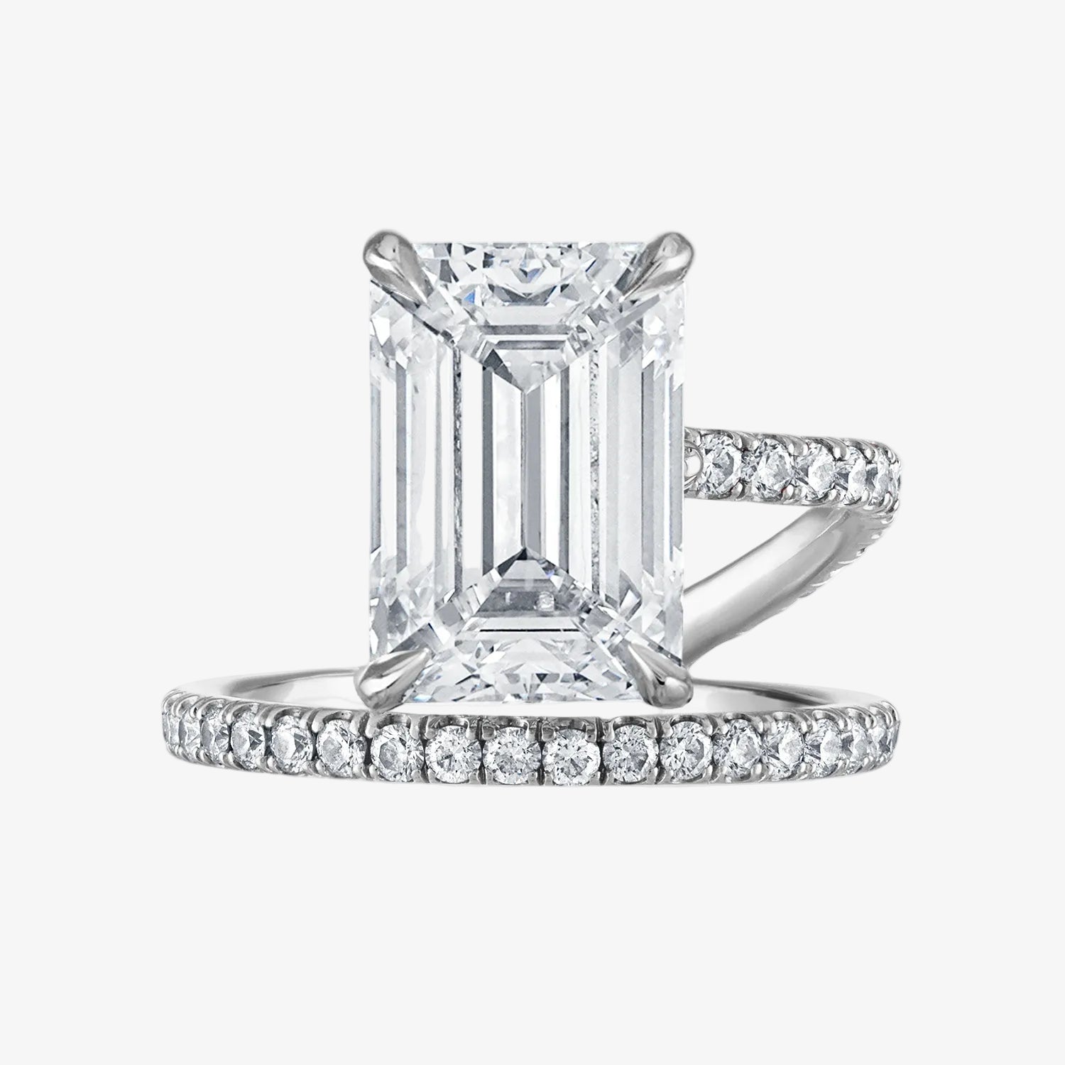 Signature Emerald Cut Pave Band and a Half Engagement Ring