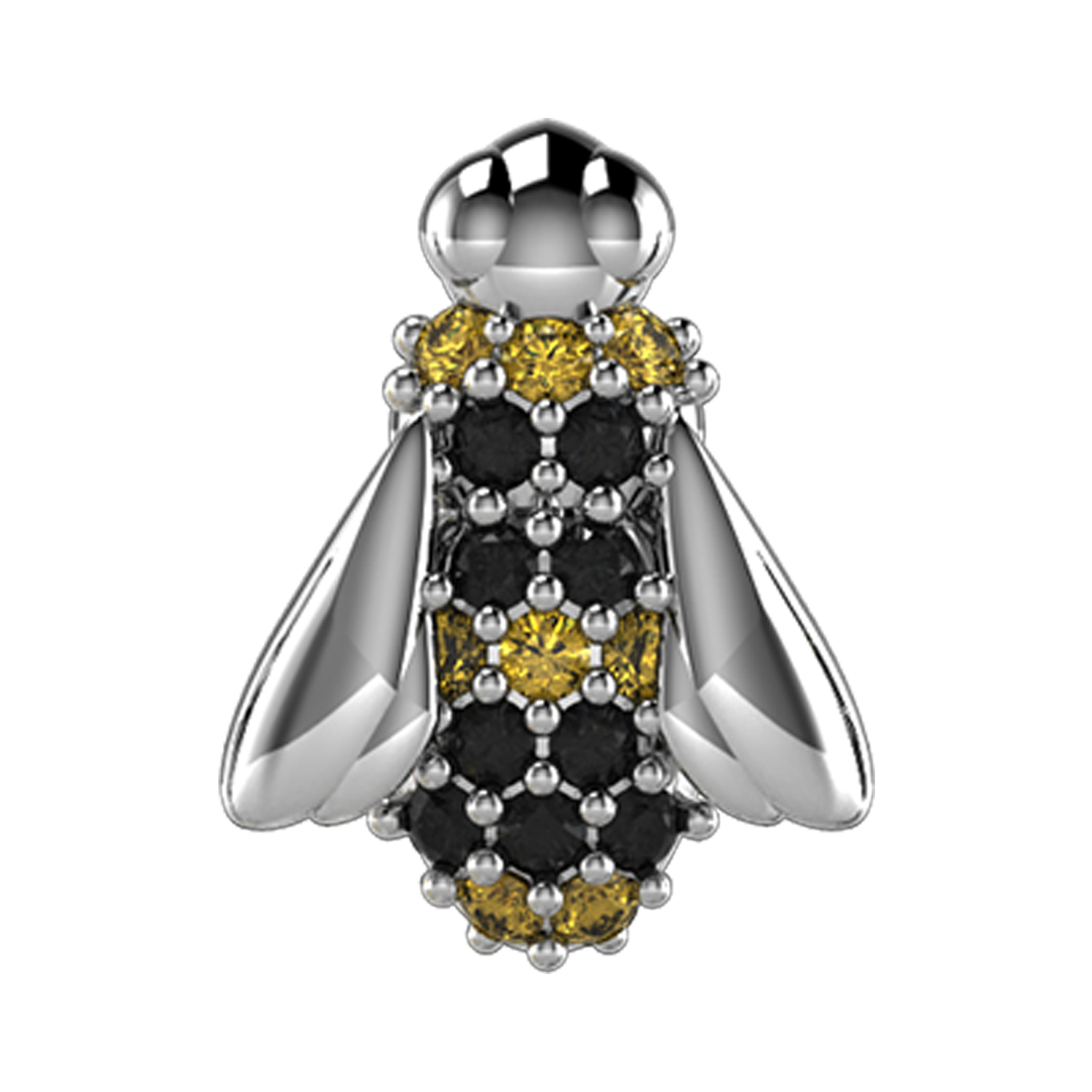 Bumble Bee Slider Charm 18K White Gold