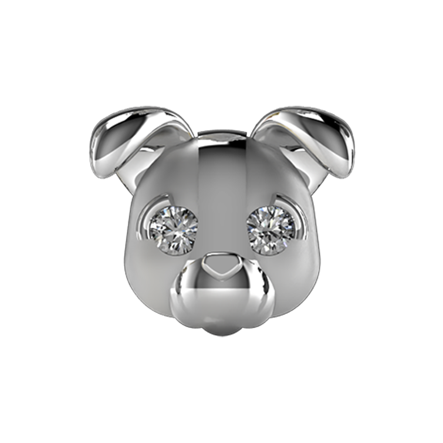 Boston Terrier Slider Charm 18K White Gold