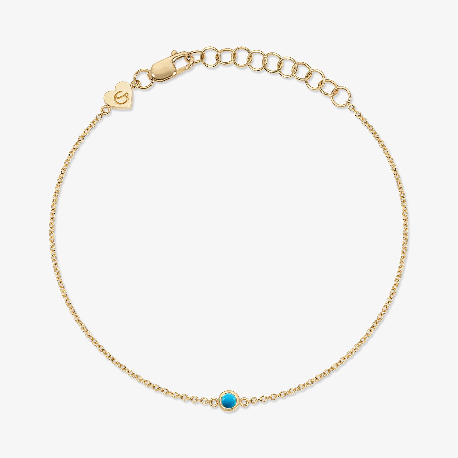 Margot Birthstone Bezel Chain Bracelet 14K Yellow Gold Turquoise