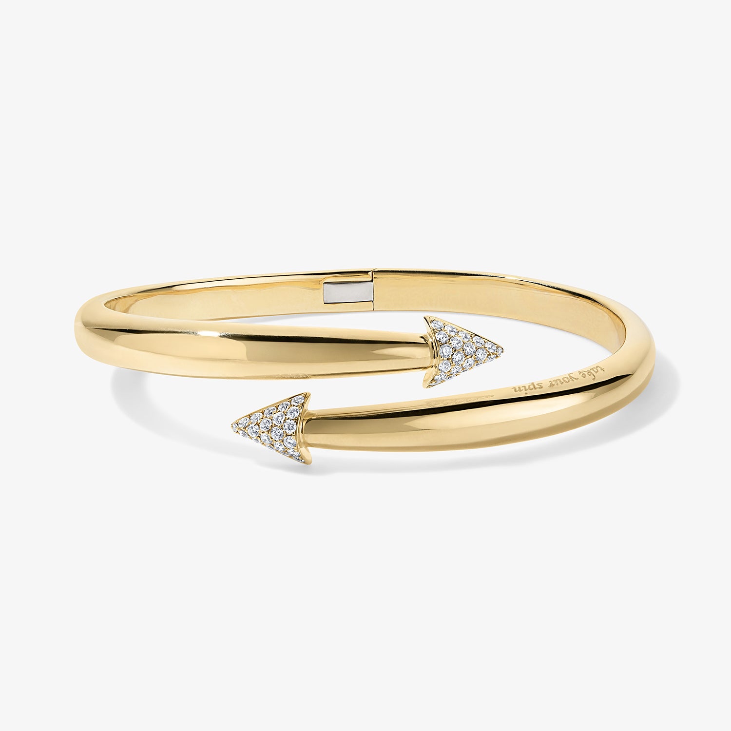 Kelly Domed Arrow Bypass Bangle Size Small 14K Yellow Gold Small