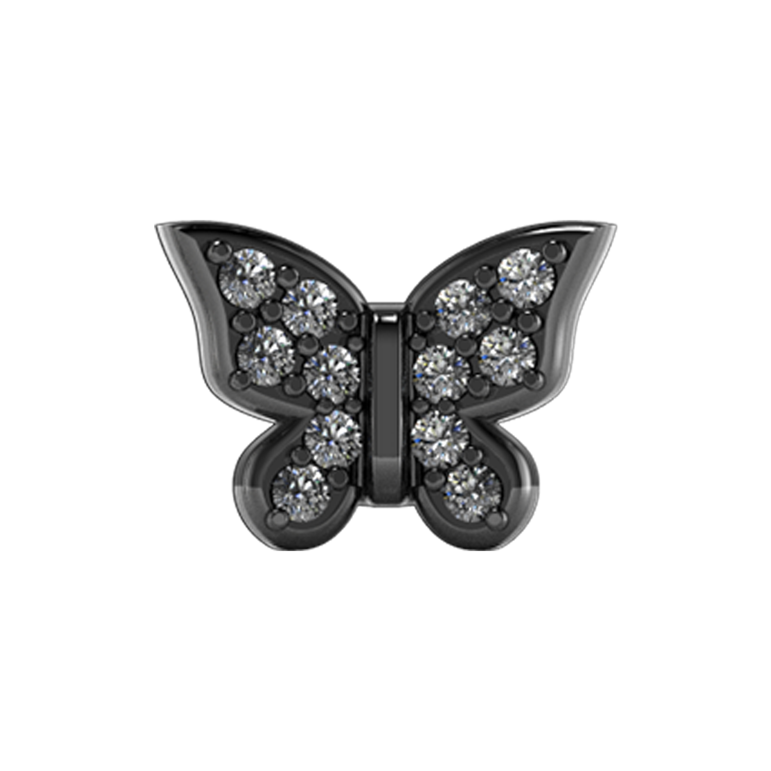 Slider Pave Butterfly Charm 18K Black Rhodium