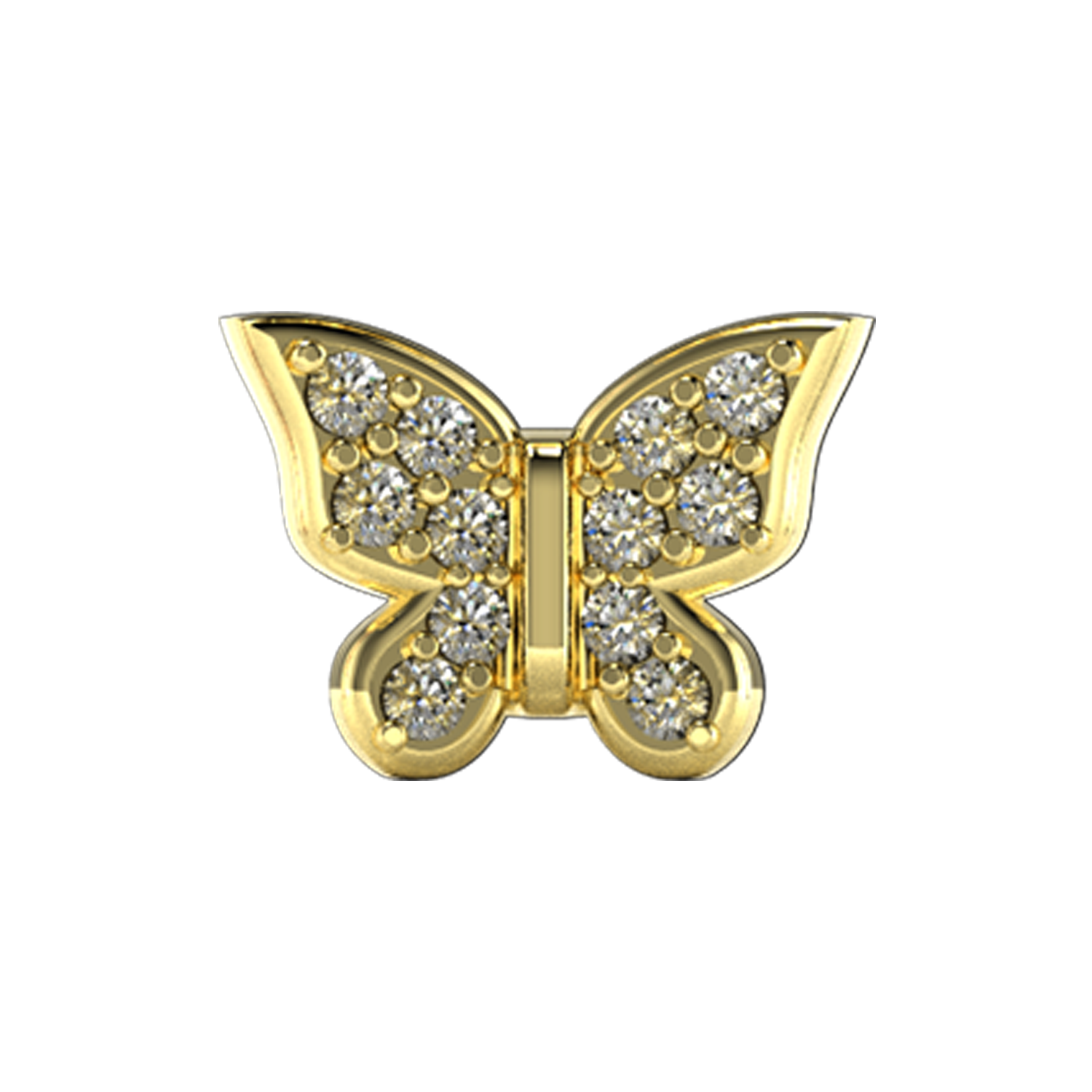 Pave Butterfly Slider Necklace Charm 14K Yellow Gold