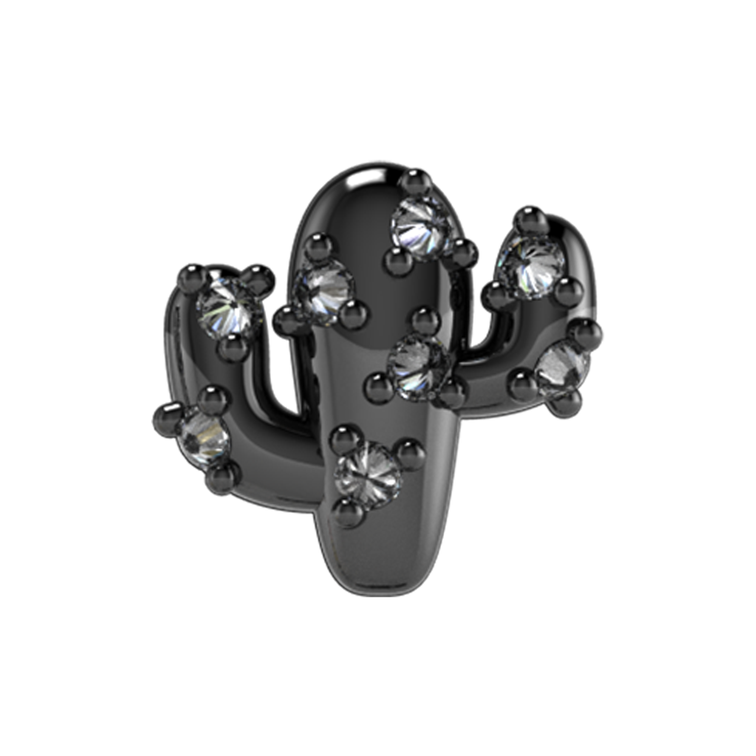Pave Cactus Slider charm Black Rhodium