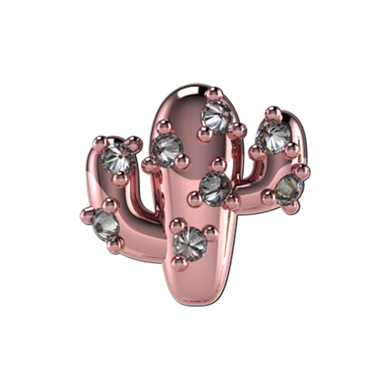 Pave Cactus Slider charm 18K Rose Gold