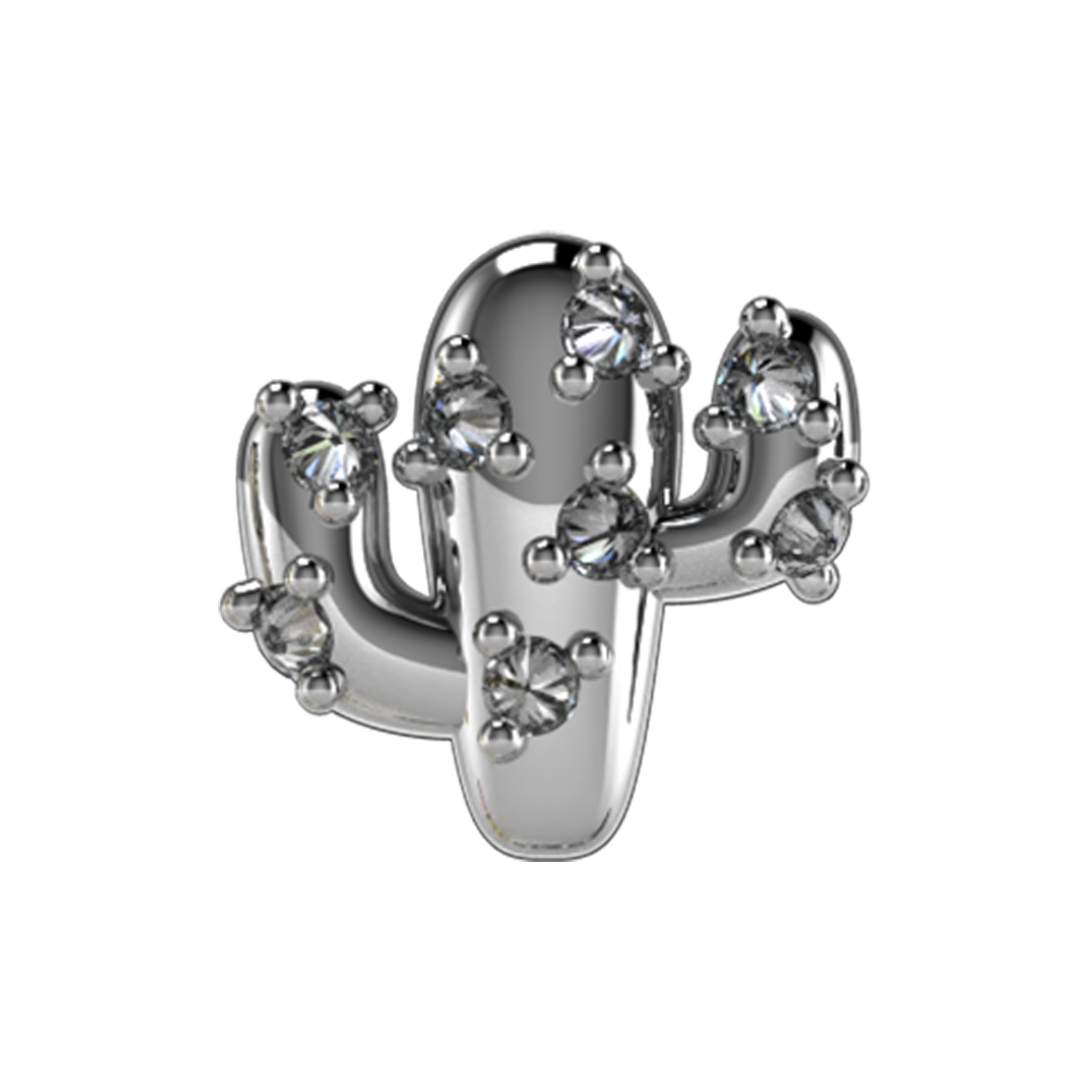 Pave Cactus Slider charm 18K White Gold