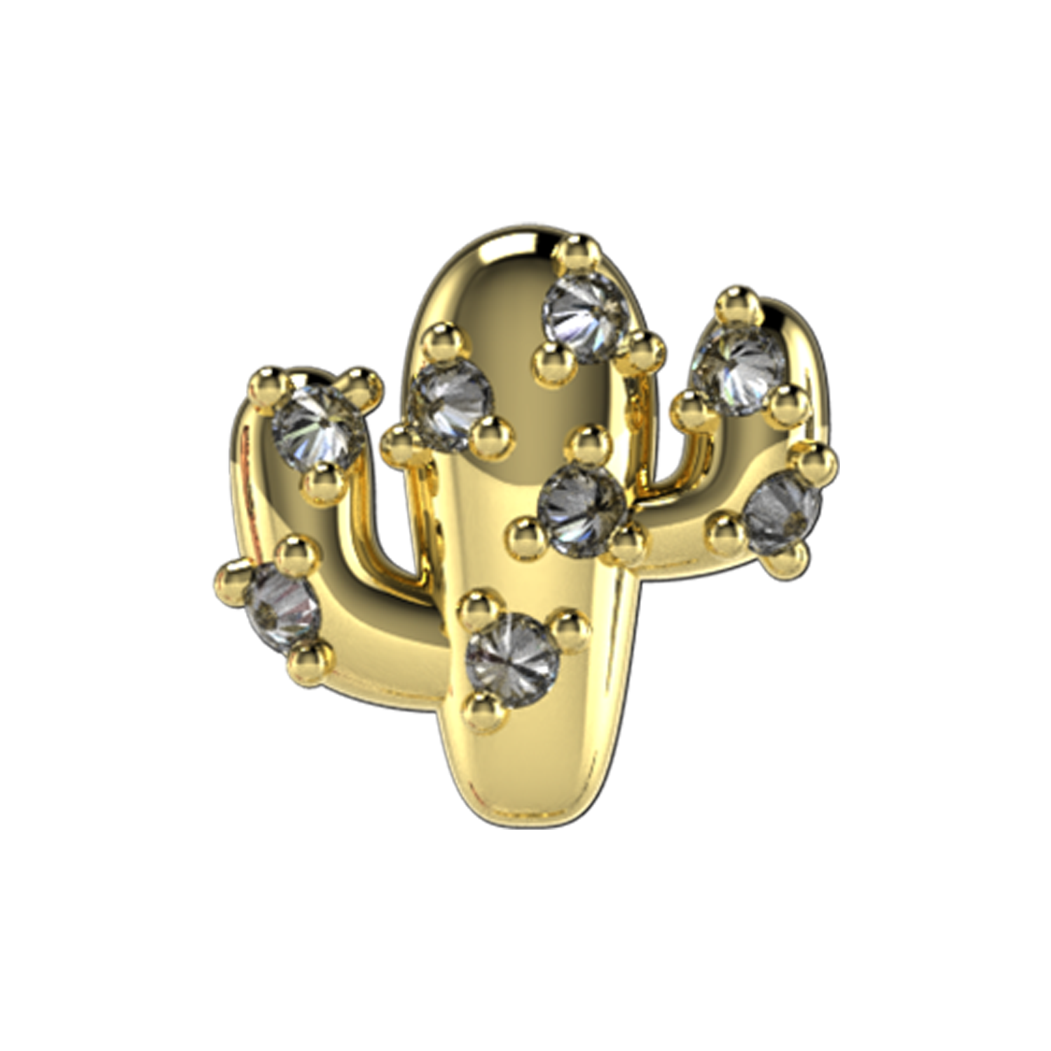 Pave Cactus Slider charm 18K Yellow Gold