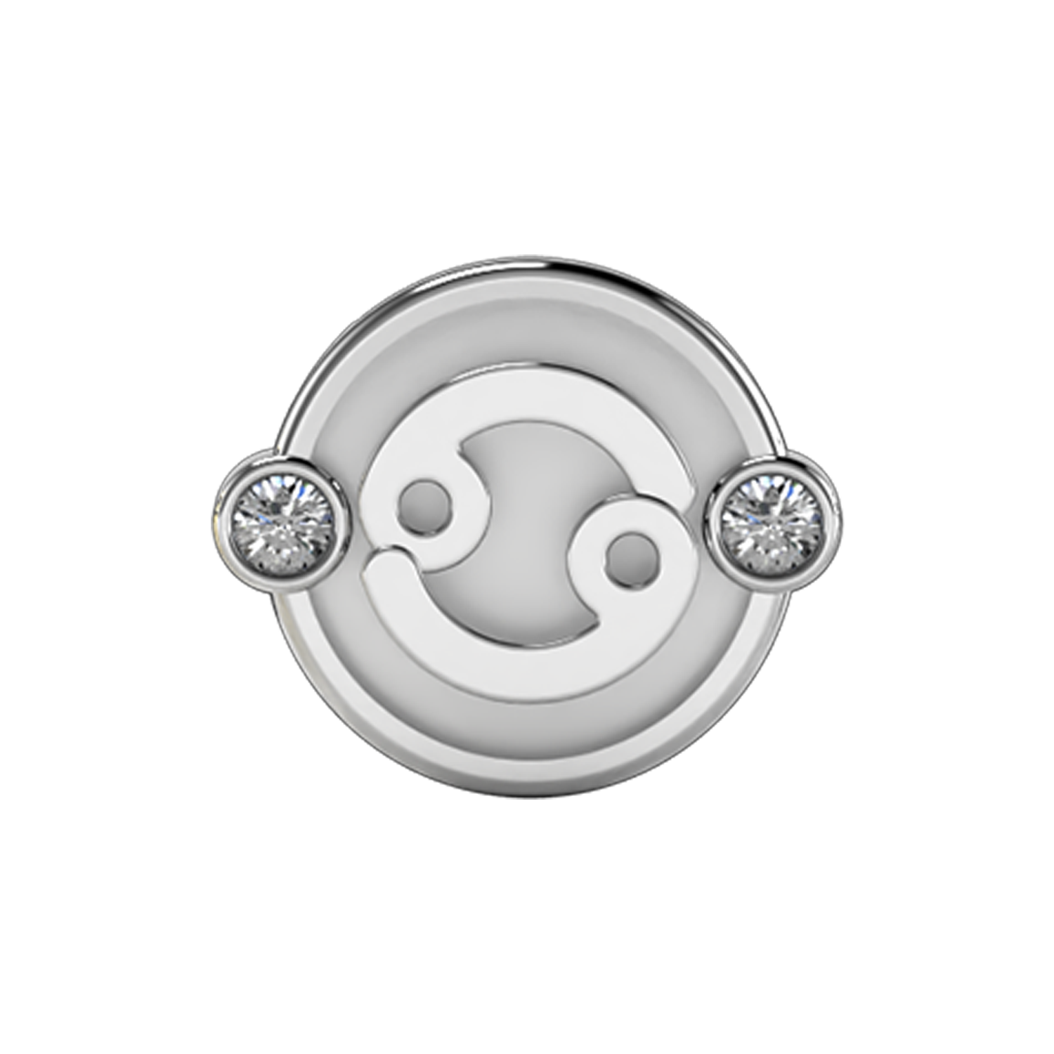 Cancer Slider Charm 18K White Gold