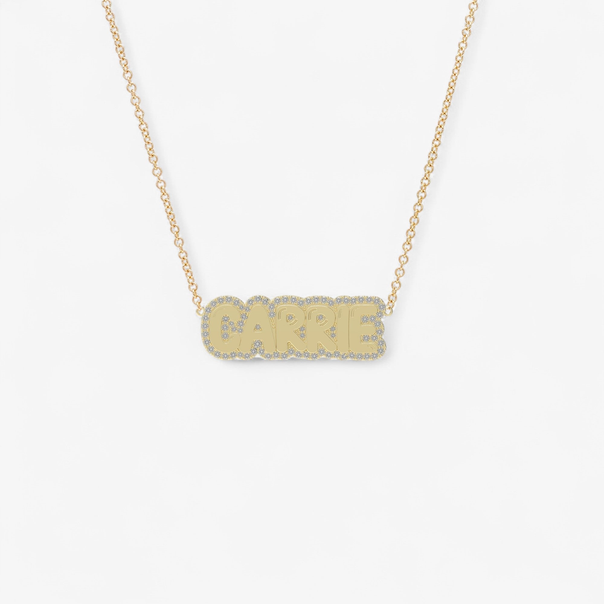Small Bubble with Pave Outline Necklace
