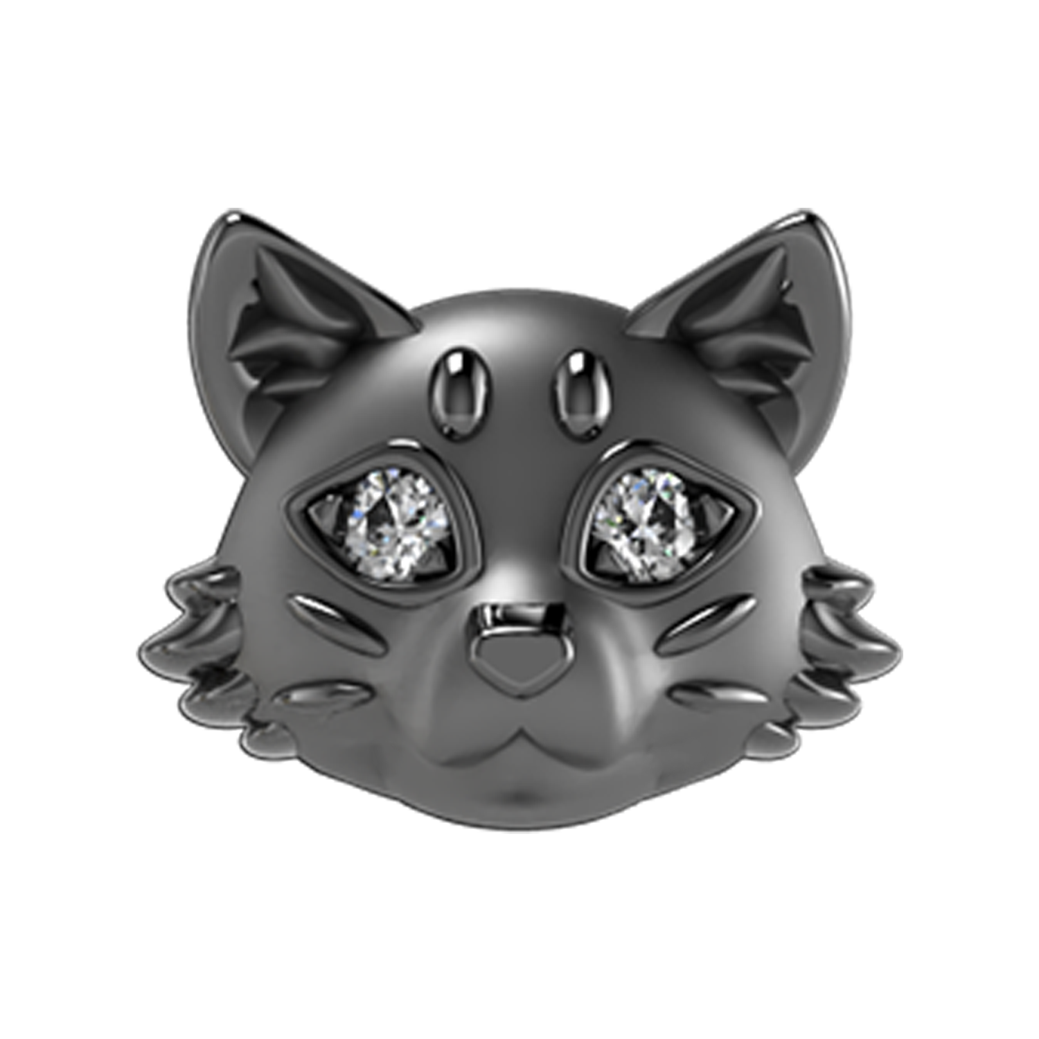 Cat Slider Charm Black Rhodium