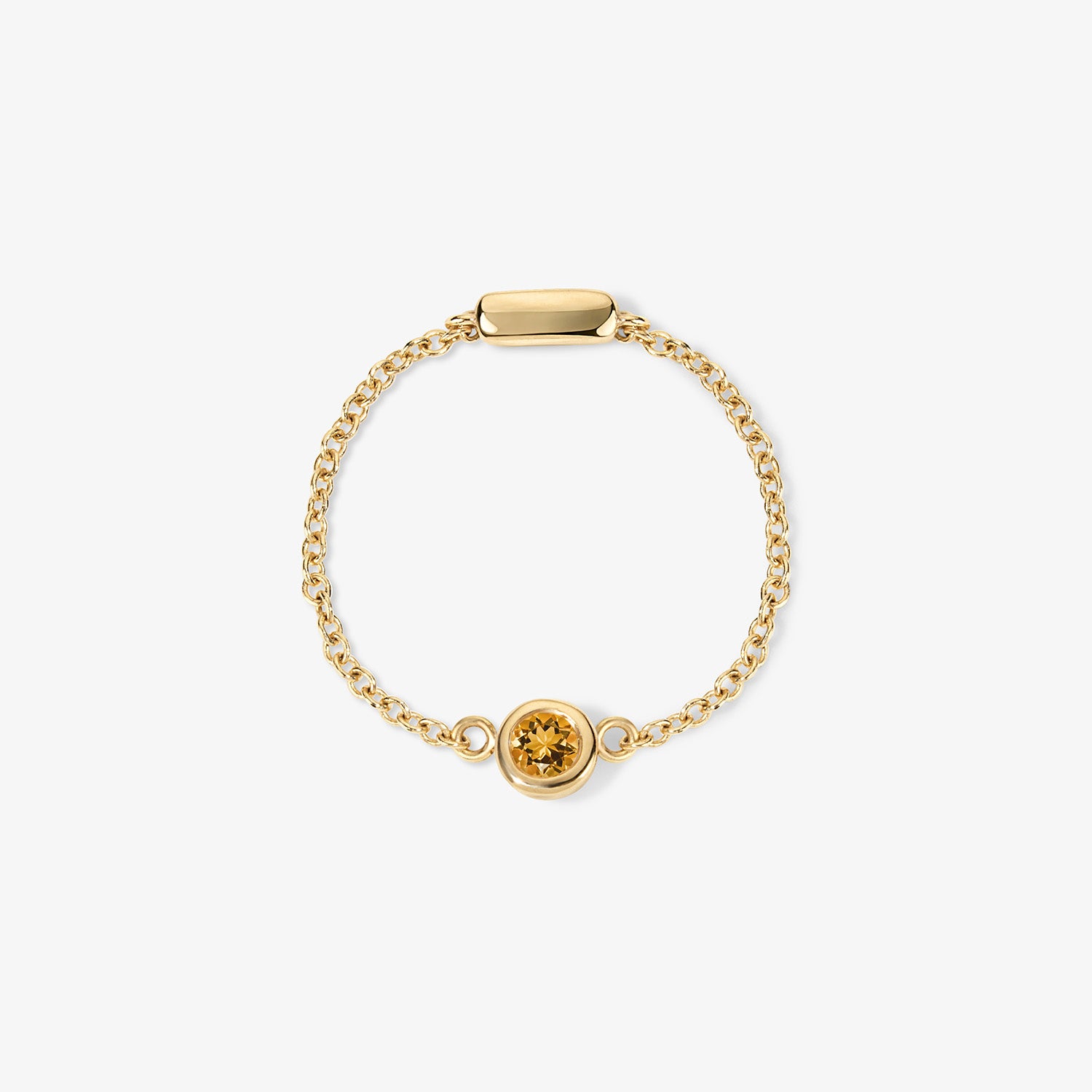 Margot Birthstone Bezel Chain Ring 14K Yellow Gold Citrine