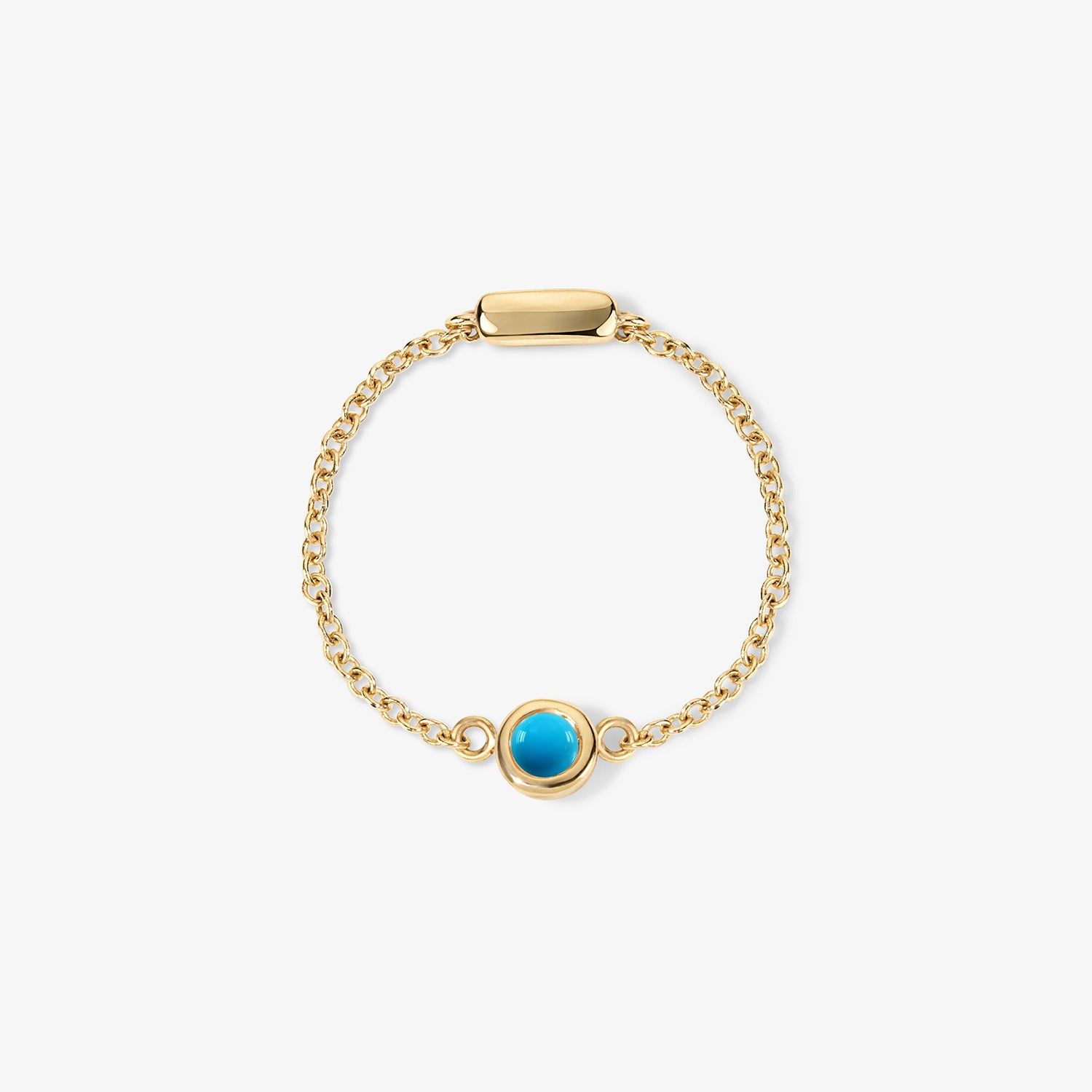 Margot Birthstone Bezel Chain Ring 14K Yellow Gold Turquoise