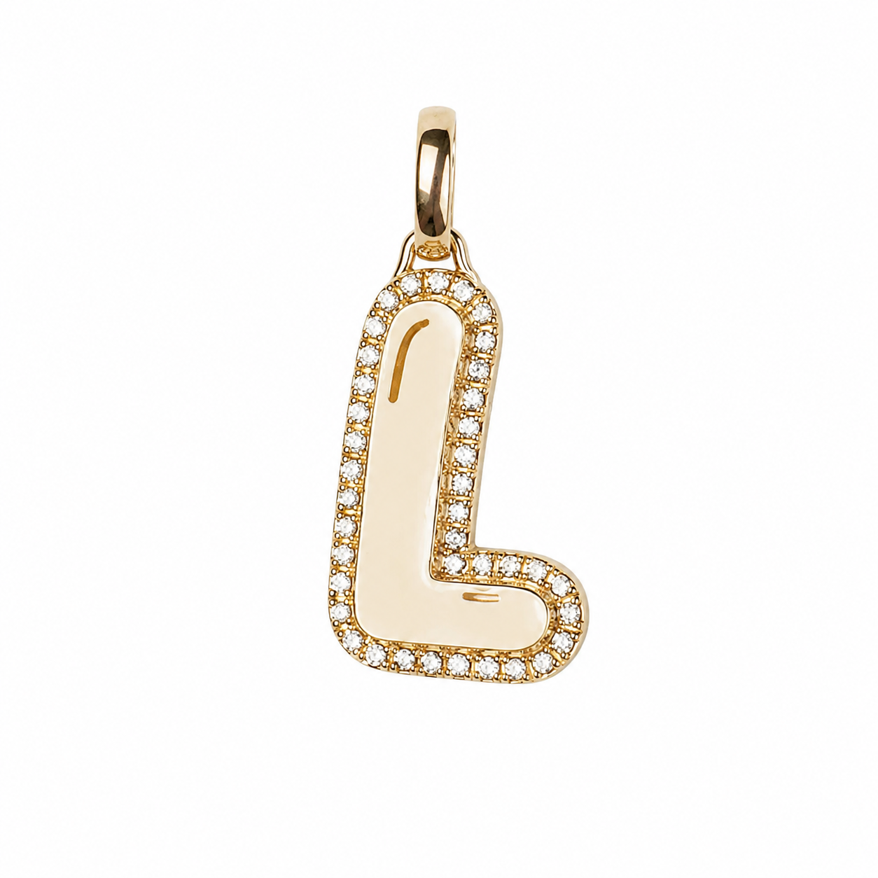 Vault Sale: Jumbo Bubble Initial with Pave Outline Charm "L"