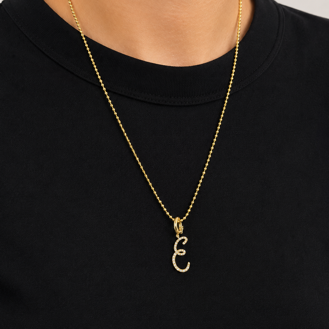 Vault Sale: Jumbo Pave Initial "E" in Vermeil
