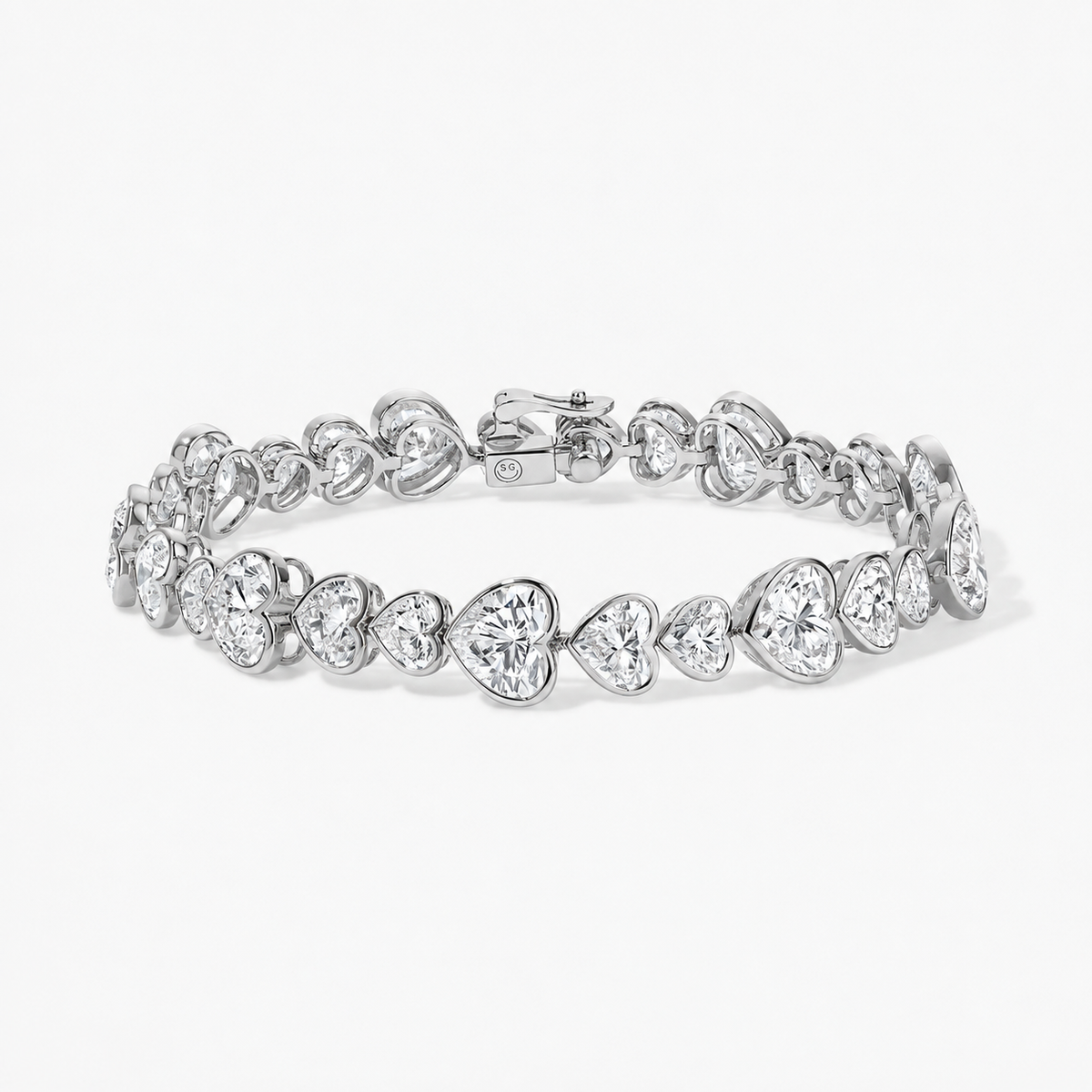 Coco Lab Diamond Heart Bezel Tennis Bracelet