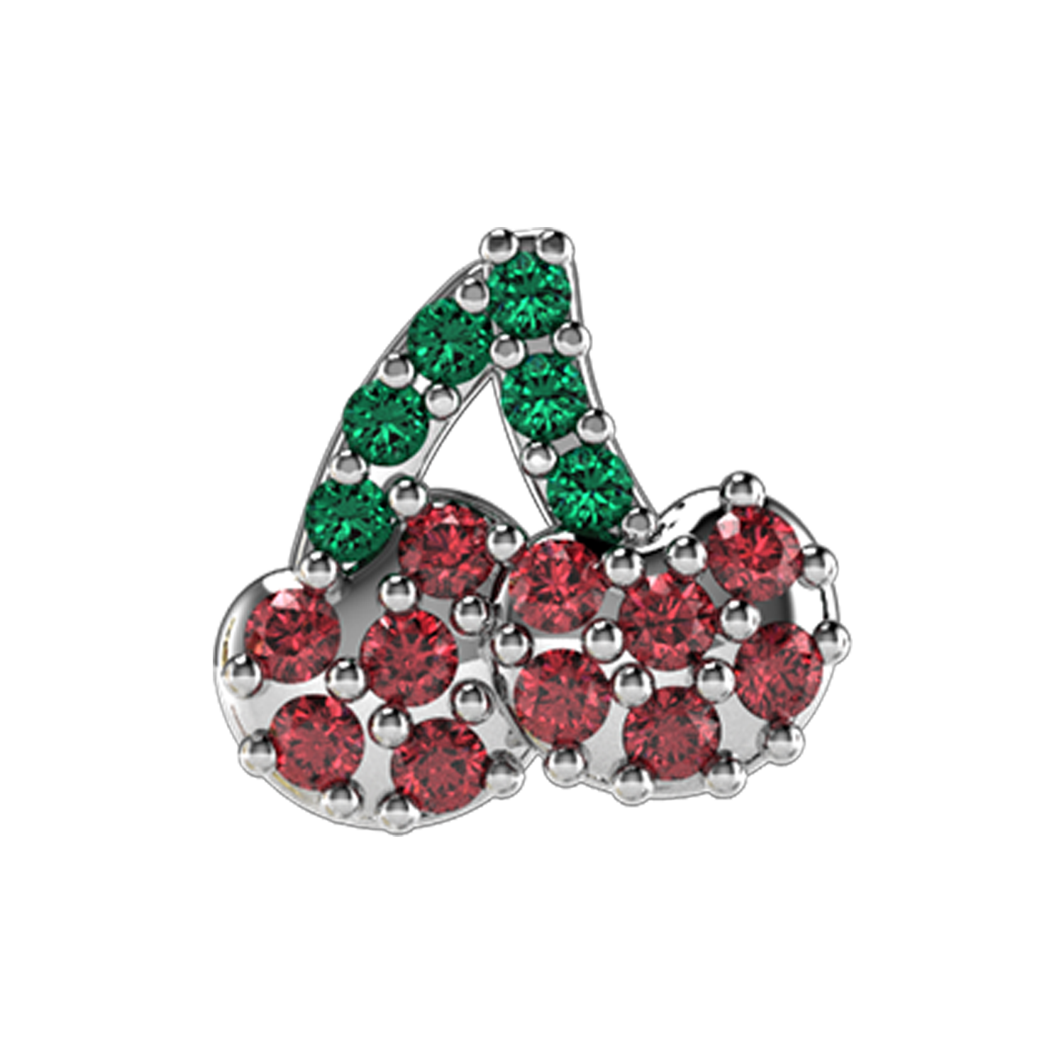 Cherry Slider Charm 18K White Gold