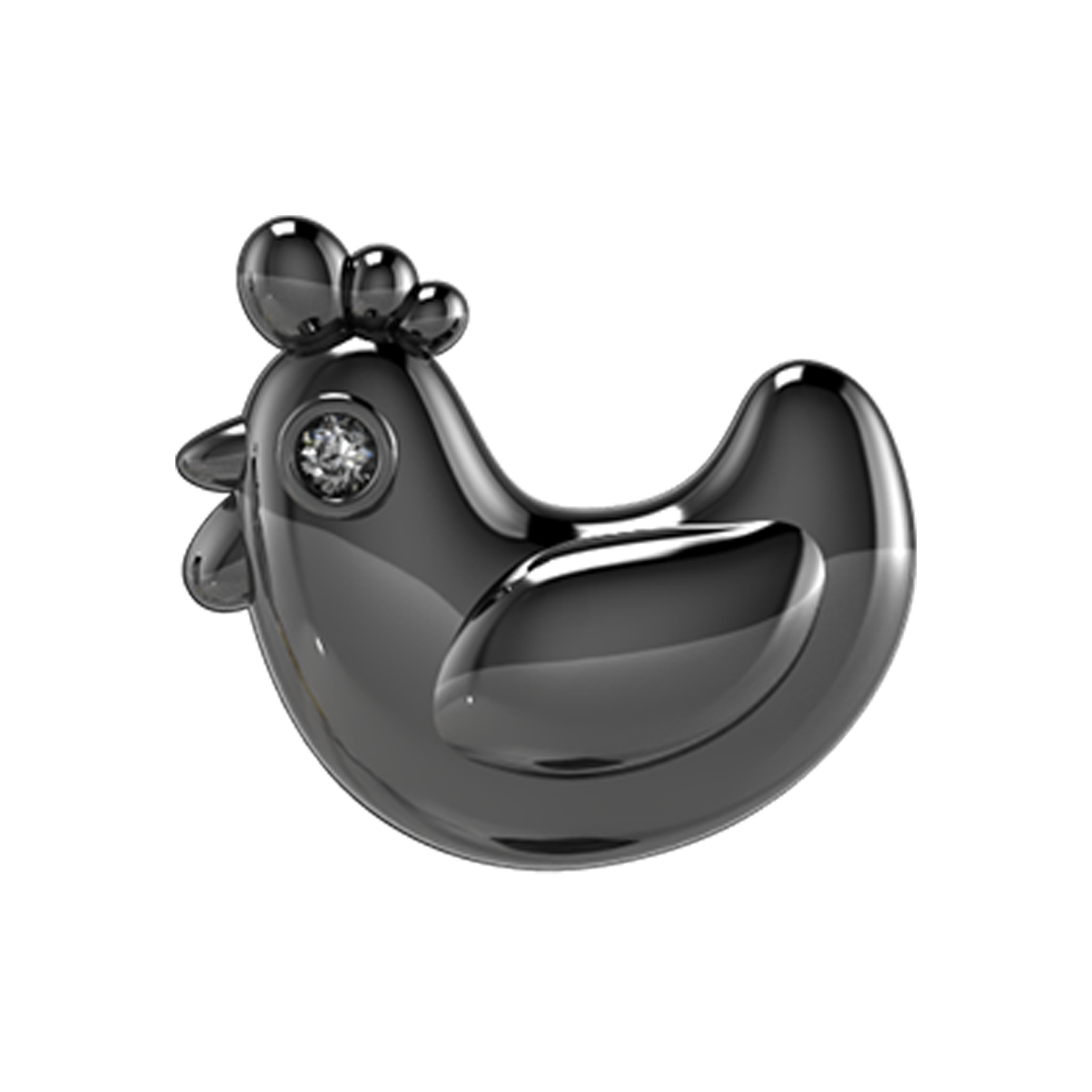 Chicken Slider Charm Black Rhodium
