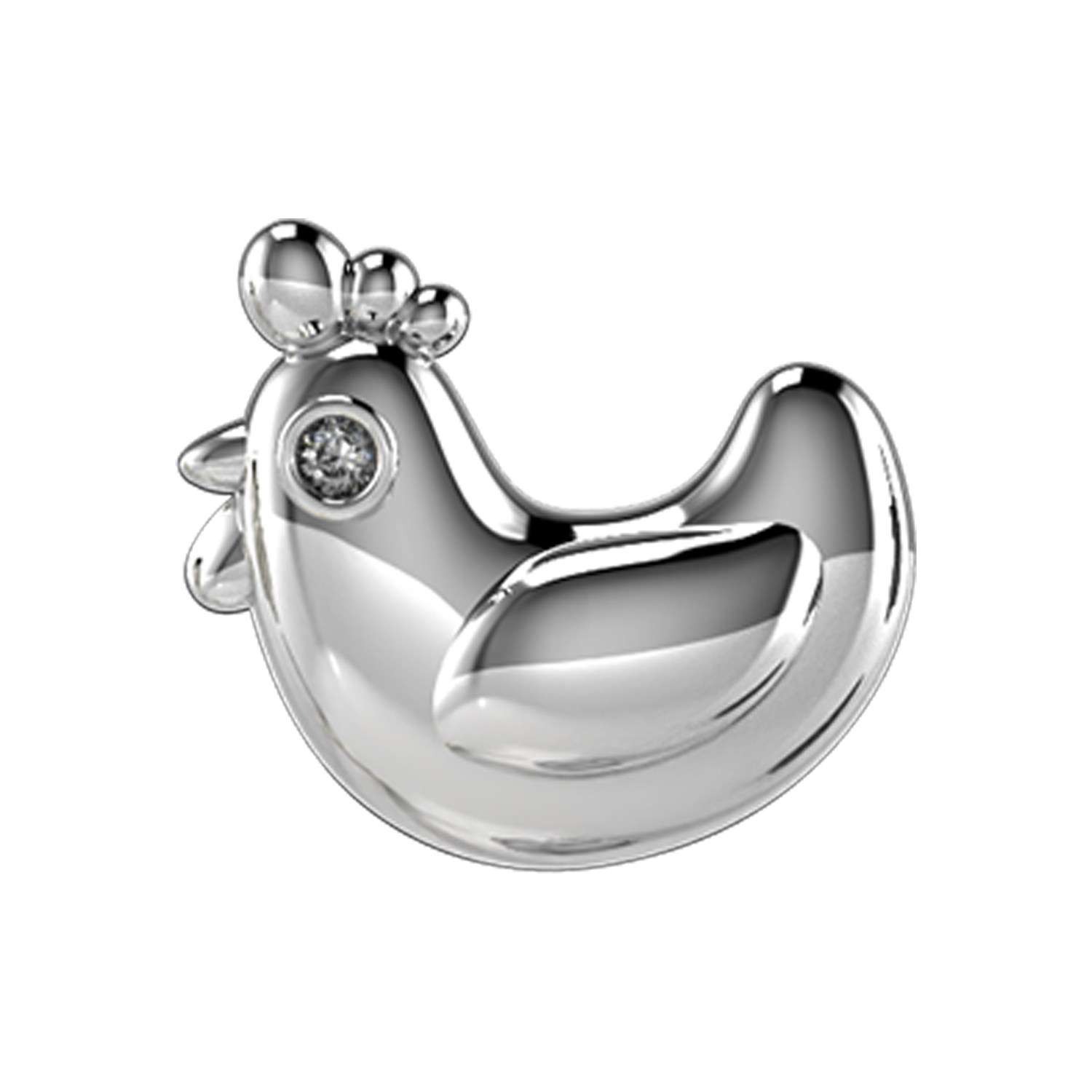 Chicken Slider Charm 18K White Gold