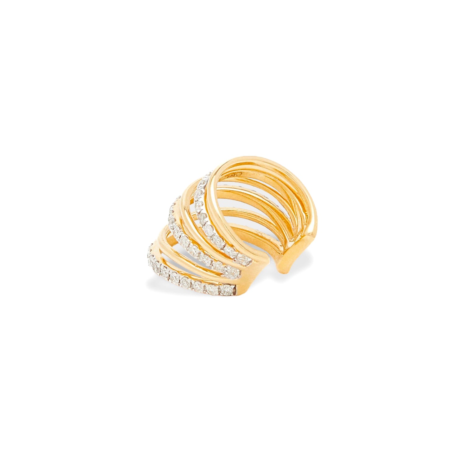 6 Row Gold and Diamond Ear Cuff
