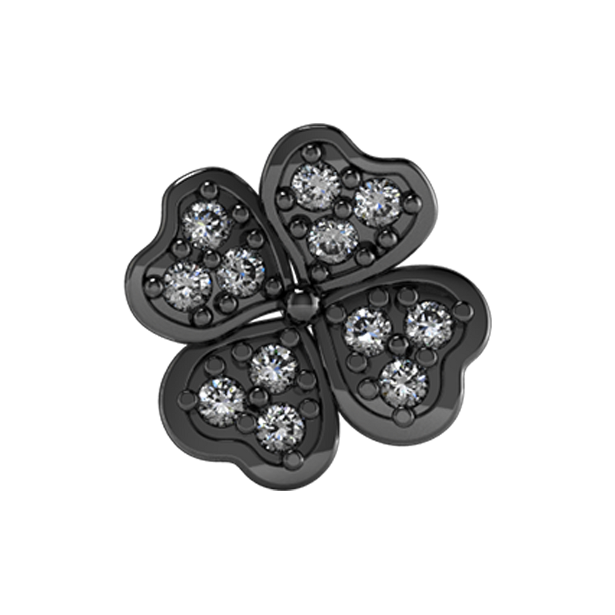 Slider Pave Clover Charm 18K Black Rhodium