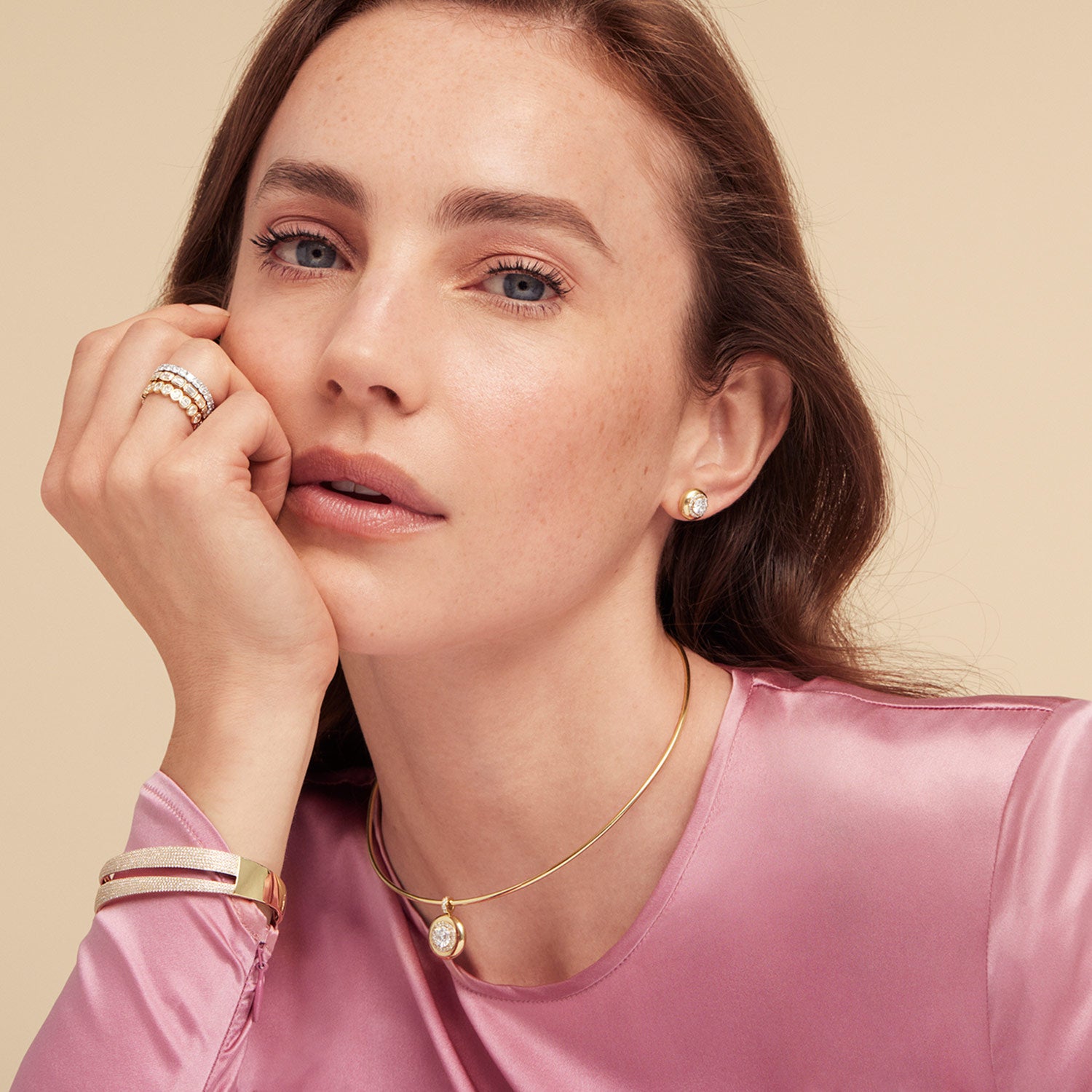 Petite Diamond Button Stud Earrings