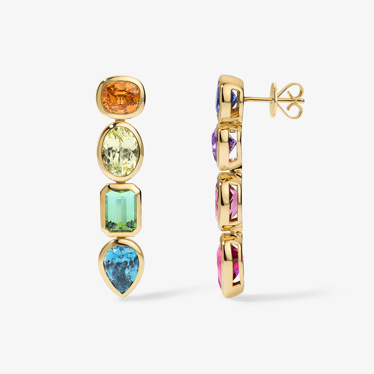 Chubby Rainbow Bezel Earrings