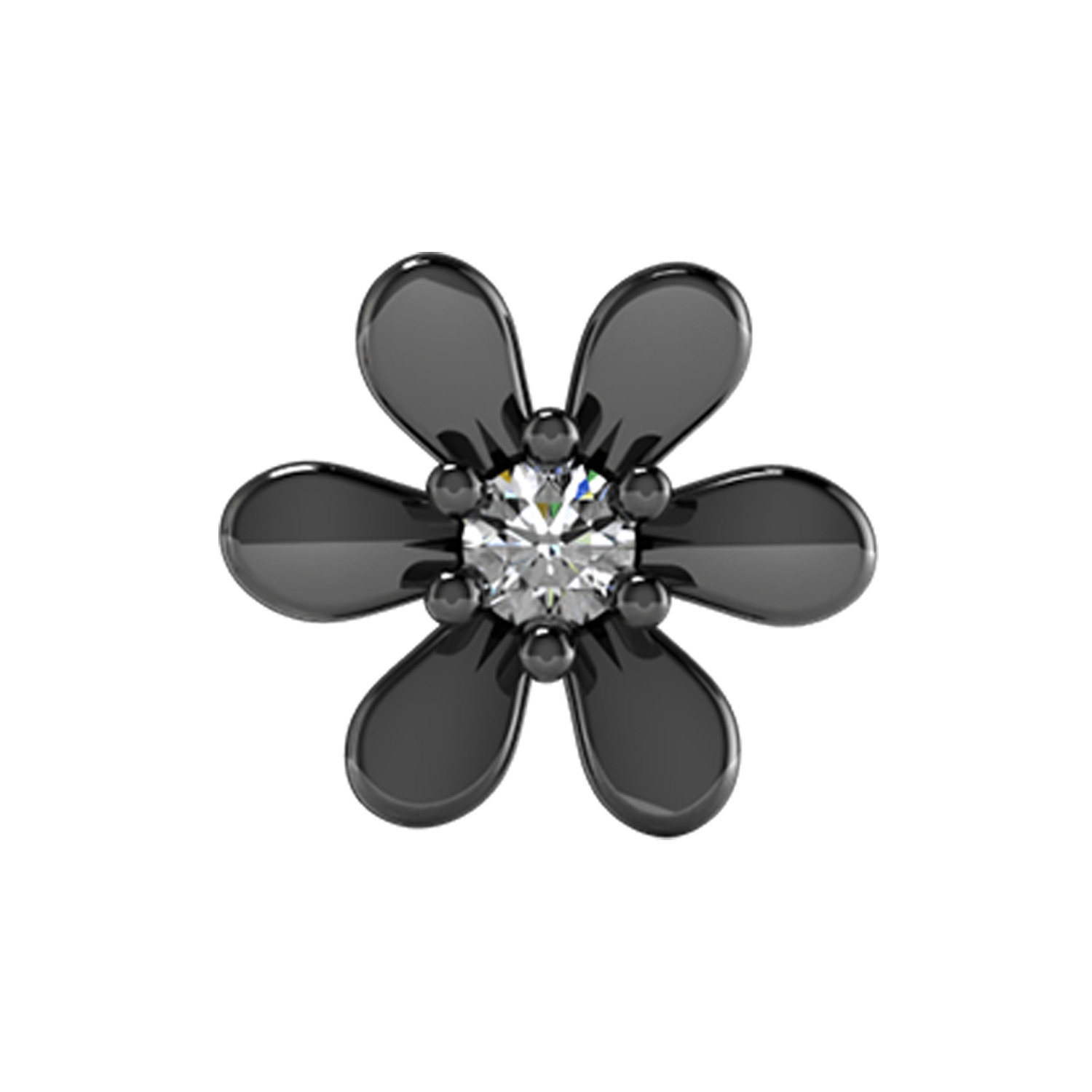 Slider Daisy Charm 18K Black Rhodium