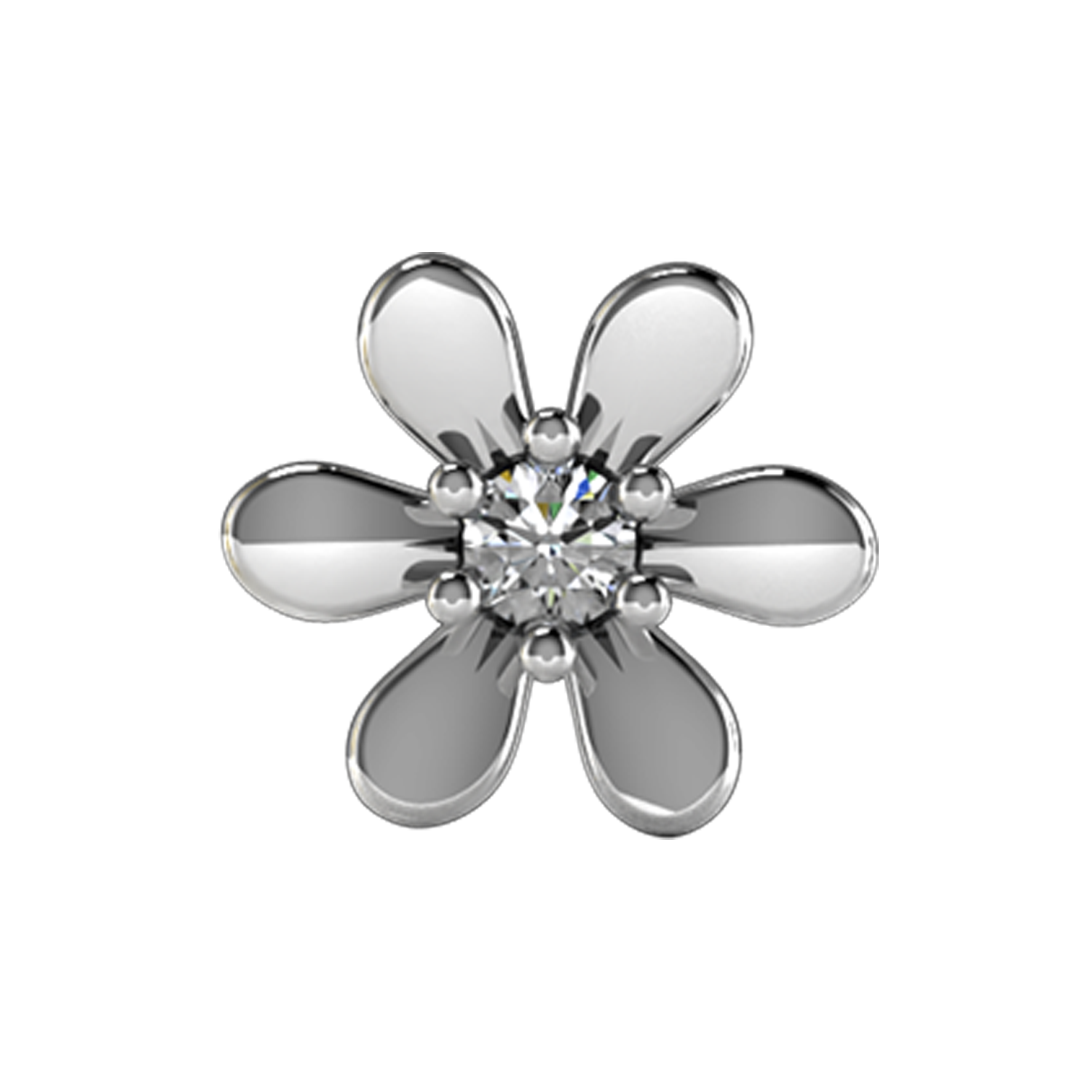 Slider Daisy Charm 18K White Gold