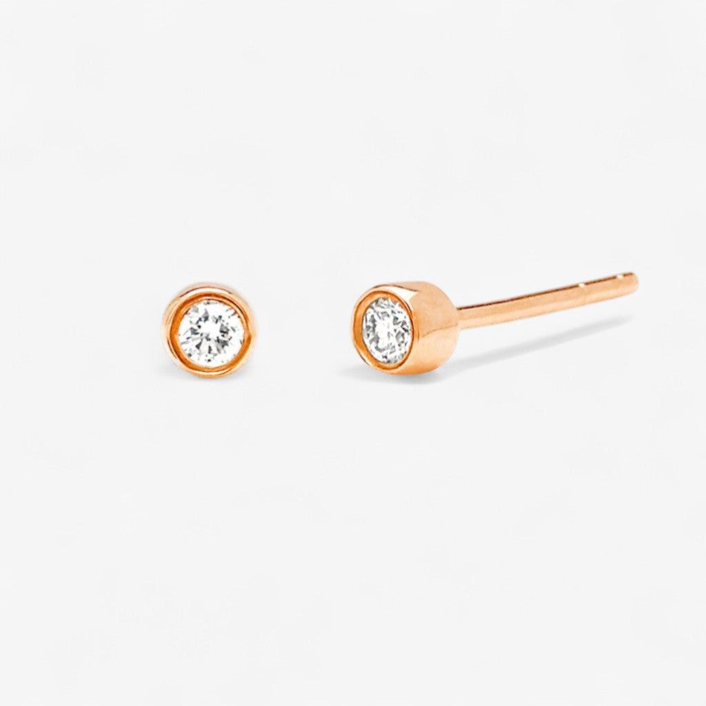Diamond Bezel Stud Earrings