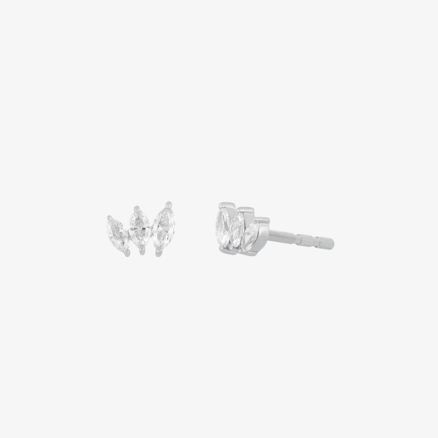 Diamond Marquise Mini Fan Stud Earring