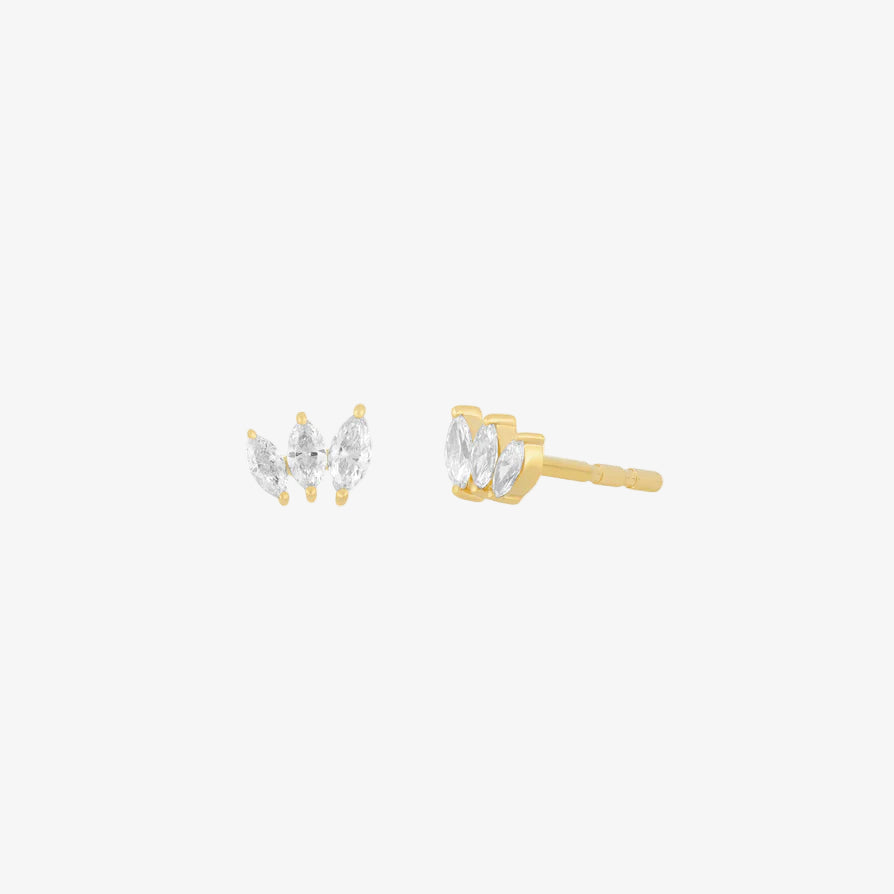 Diamond Marquise Mini Fan Stud Earring