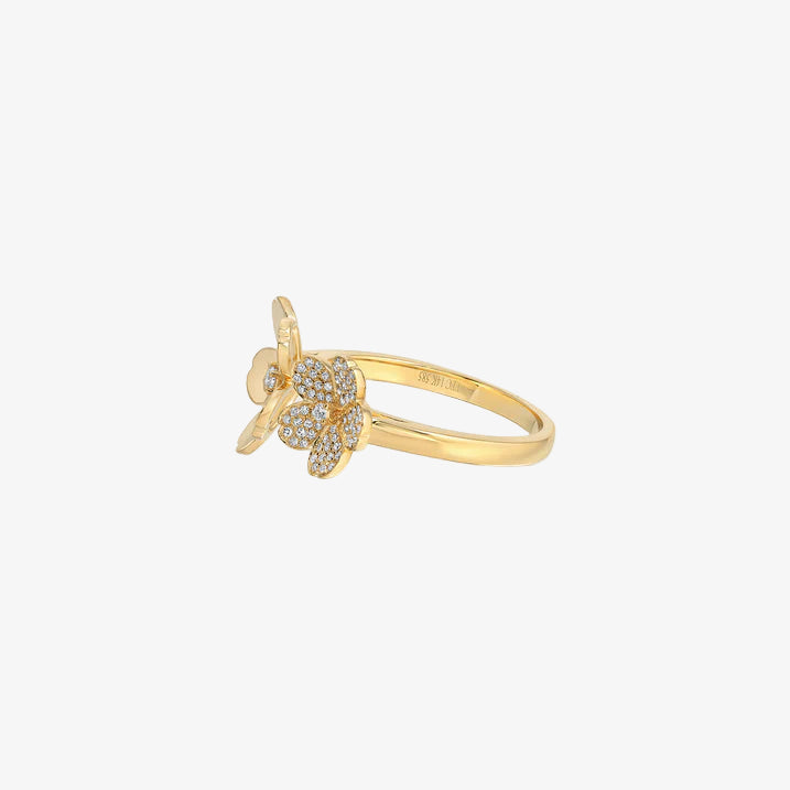 Diamond and Gold Double Cherry Blossom Ring